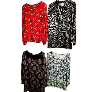 Women's Medium 8 10 Tops Shirts Blouses Wholesale Bulk Lot of 4 M